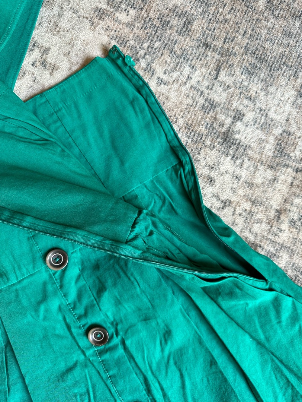 MAEVE ANTHROPOLOGIE GREEN BUTTON FRONT MIDI DRESS SZ 8 BROKEN ZIPPER AS IS - Picture 7 of 13